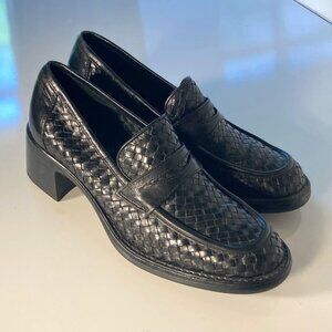 Bass Black Woven Leather Loafers